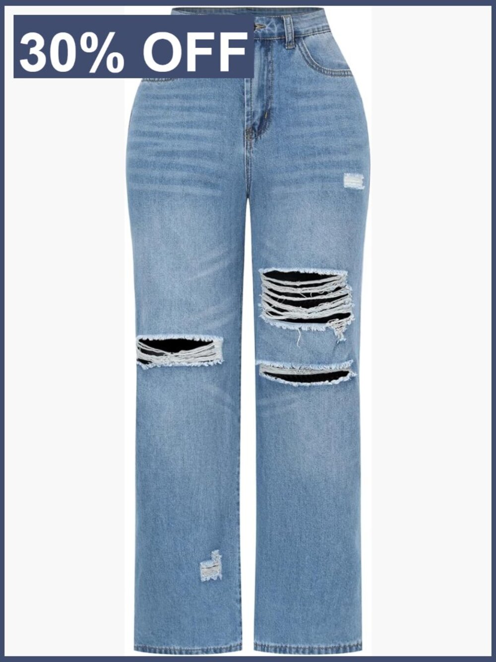 High Waisted Wide Leg Jeans Stretchy Distressed Denim Pants Women